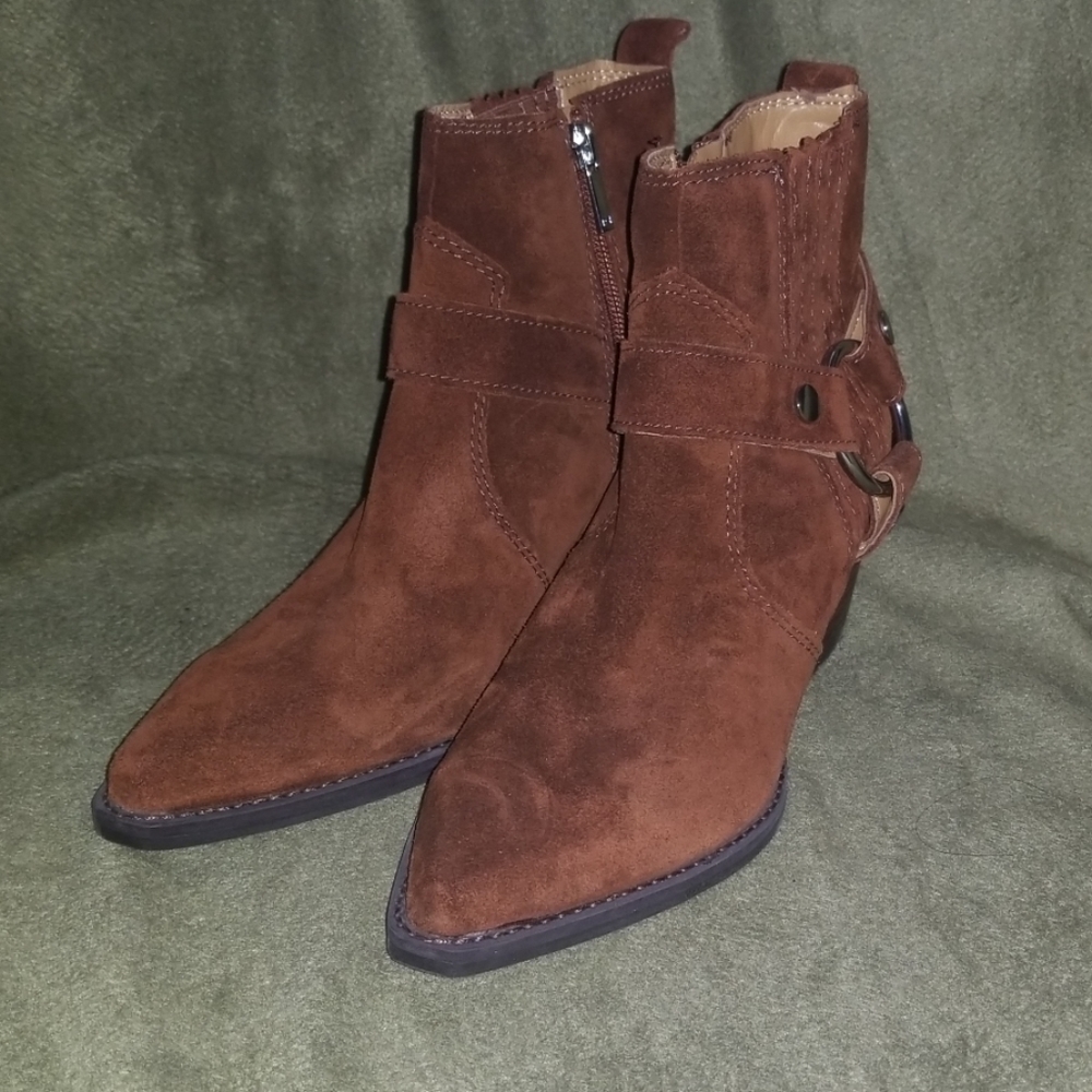 Brand New Brown Suede Marc Fisher Ankle Boots